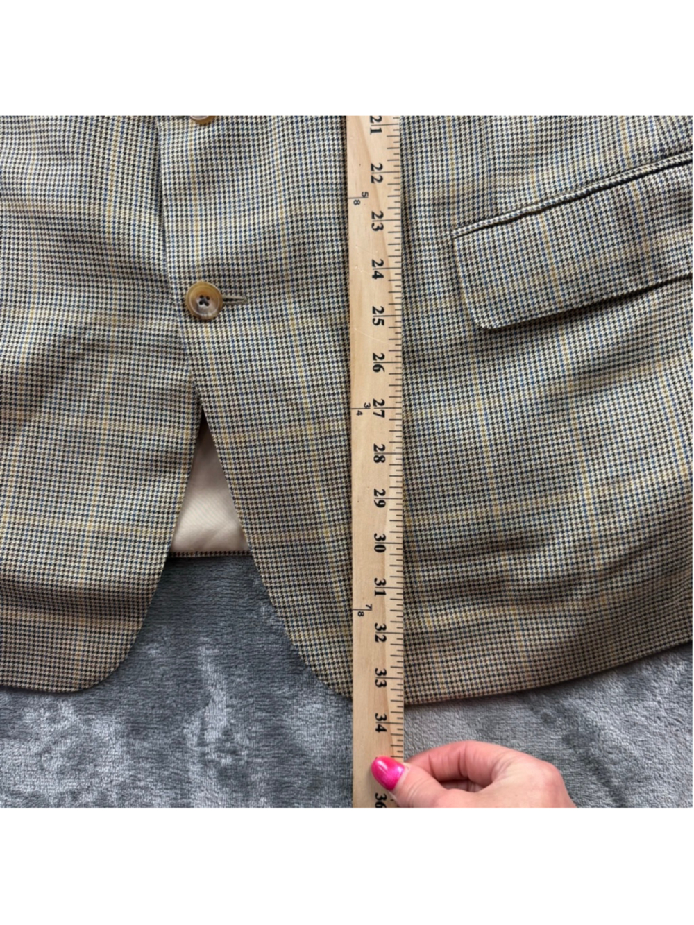 Holt Renfrew Samuelsohn Blazer Men 48R Silk Wool Micro Check Quiet Luxury Beige - Picture 13 of 16